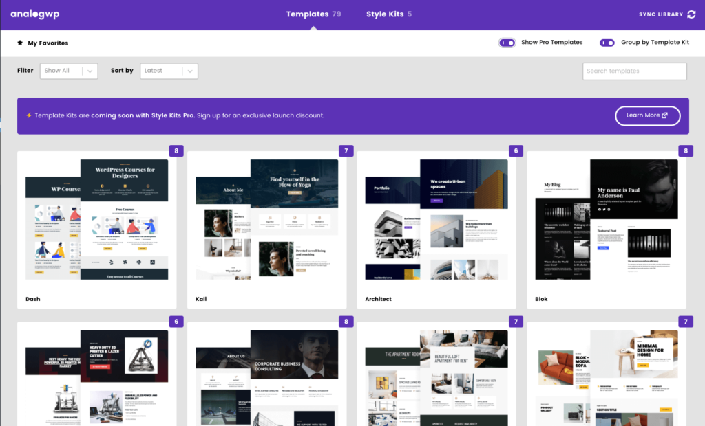 Style Kits 1.3.8 - Improved import method and template gallery - AnalogWP